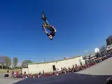 Joey Cordova flipping BMX bike in the air