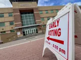 Early voting sign in front of Meridian City Hall